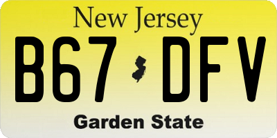 NJ license plate B67DFV