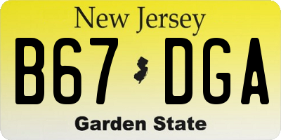 NJ license plate B67DGA