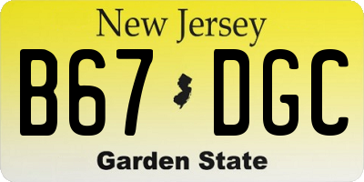 NJ license plate B67DGC