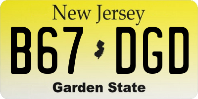 NJ license plate B67DGD