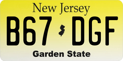 NJ license plate B67DGF