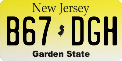 NJ license plate B67DGH