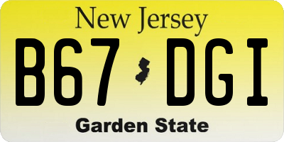 NJ license plate B67DGI