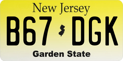 NJ license plate B67DGK