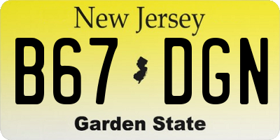 NJ license plate B67DGN