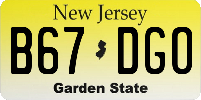 NJ license plate B67DGO