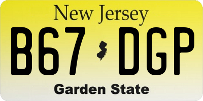 NJ license plate B67DGP