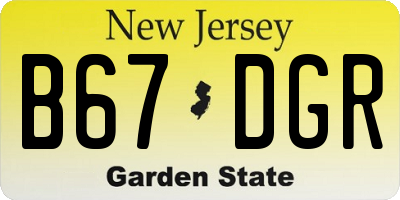 NJ license plate B67DGR
