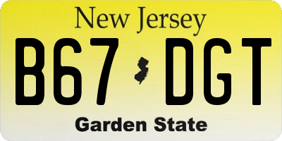 NJ license plate B67DGT