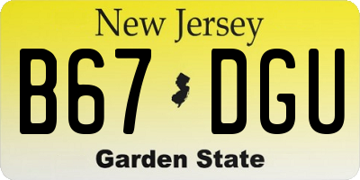 NJ license plate B67DGU