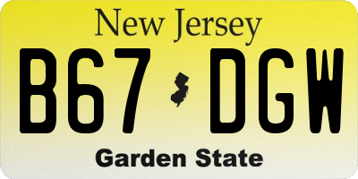 NJ license plate B67DGW