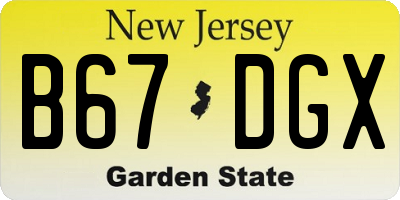 NJ license plate B67DGX