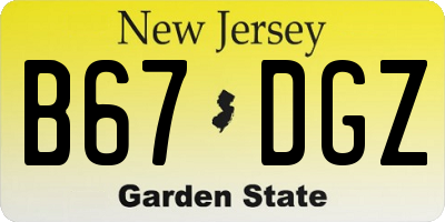 NJ license plate B67DGZ