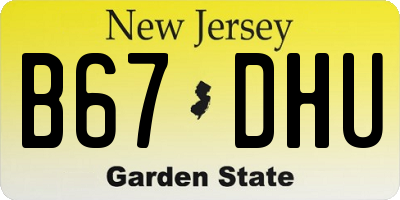 NJ license plate B67DHU
