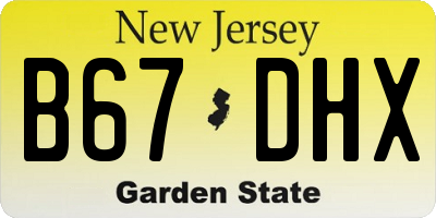 NJ license plate B67DHX
