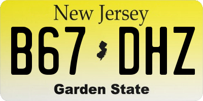 NJ license plate B67DHZ