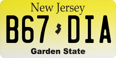 NJ license plate B67DIA