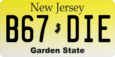 NJ license plate B67DIE