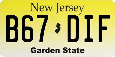 NJ license plate B67DIF