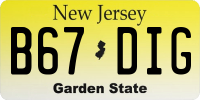 NJ license plate B67DIG