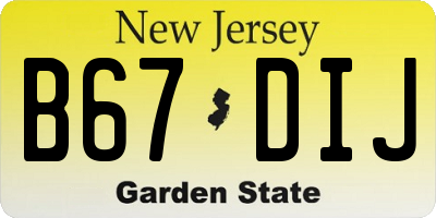 NJ license plate B67DIJ