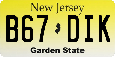 NJ license plate B67DIK