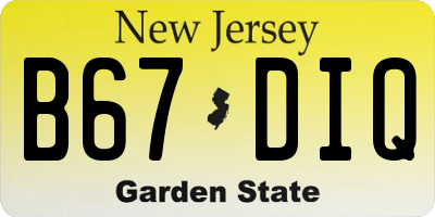 NJ license plate B67DIQ