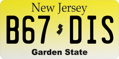 NJ license plate B67DIS