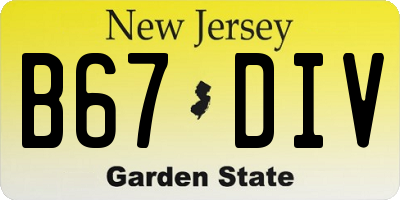 NJ license plate B67DIV