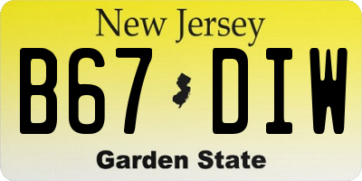 NJ license plate B67DIW