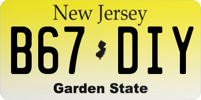NJ license plate B67DIY