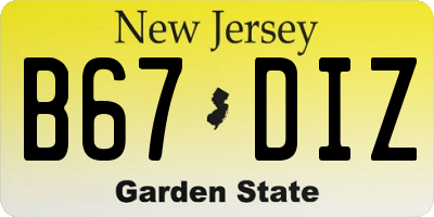 NJ license plate B67DIZ