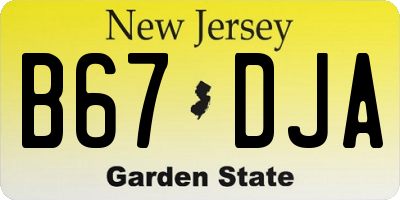 NJ license plate B67DJA