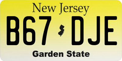 NJ license plate B67DJE