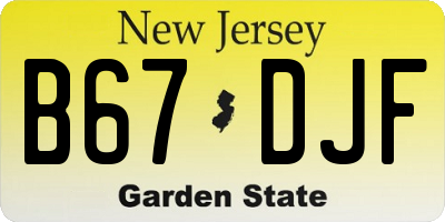 NJ license plate B67DJF