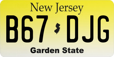 NJ license plate B67DJG