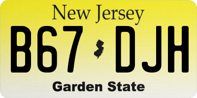 NJ license plate B67DJH