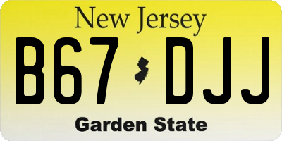 NJ license plate B67DJJ
