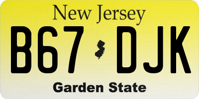 NJ license plate B67DJK