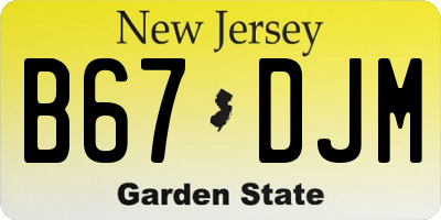 NJ license plate B67DJM