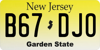 NJ license plate B67DJO
