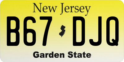 NJ license plate B67DJQ