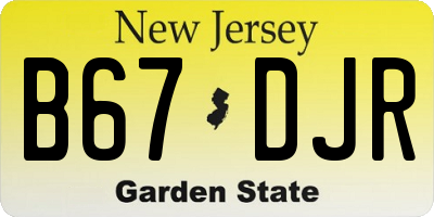 NJ license plate B67DJR