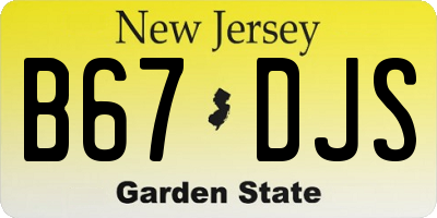 NJ license plate B67DJS