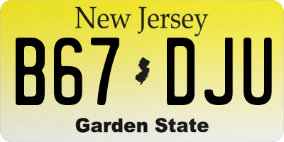 NJ license plate B67DJU