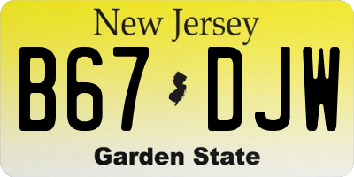 NJ license plate B67DJW