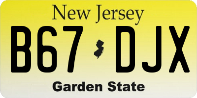 NJ license plate B67DJX