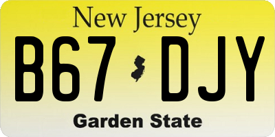 NJ license plate B67DJY