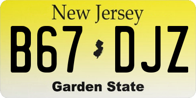 NJ license plate B67DJZ