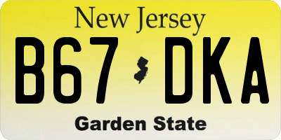 NJ license plate B67DKA